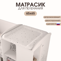 Матрас для пеленания Polini Kids French Teddy на комод 65х65 см Белый-серый