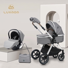 Коляска-трансформер 3 в 1 Luxmom A6, серый