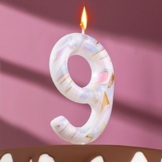 Свеча в торт "Белый мрамор", цифра "9", ГИГАНТ, 12,5 см Страна Карнавалия