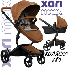 Коляска 2в1 Mima Xari Max Camel с матрасиком Sandy beige Бежевый на черном шасси