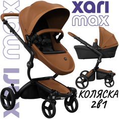 Коляска 2в1 Mima Xari Max Camel с матрасиком Black Черный на черном шасси
