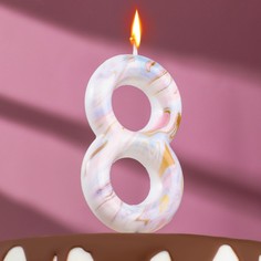 Свеча в торт "Белый мрамор", цифра "8", ГИГАНТ, 12,5 см Страна Карнавалия