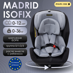 Автокресло Mamiosa Madrid ISOFIX группа 0+ 1 2 3 черное серое вес до 36 кг