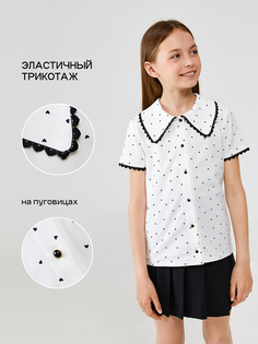 Блузка детская Acoola 20240270104, белый, горох 134