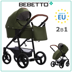 Детская коляска 2 в 1 Bebetto Kitelli 05, хаки, рама черная