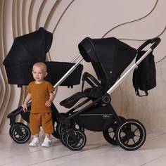 Коляска универсальная 2 в 1 Mowbaby Zoom PU silver black