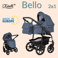 Детская коляска 2 в 1 Kitelli Bello 03 синий рама черная