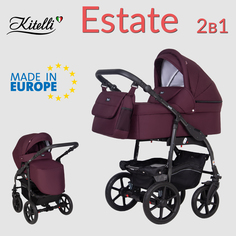 Детская коляска 2 в 1 Kitelli Estate 05 баклажановый рама черная