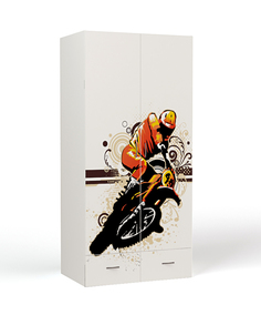 Шкаф детский ABC KING распашной Extreme Moto, белый, 90x197x60 см