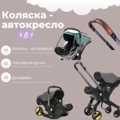 Коляска 3 в 1 автокресло Doona, Grey Hound Накладка на ручку Дождевик прозрачный