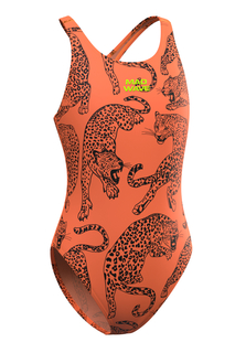 Купальник слитный детский Mad Wave Afra junior anti-chlor K3, оранжевый, 134