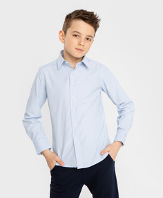 Сорочка с длинным рукавом в полоску голубая Button Blue (128)
