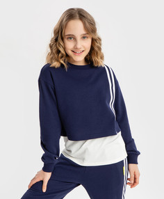 Толстовка нераспашная с лампасами синяя Button Blue (158)