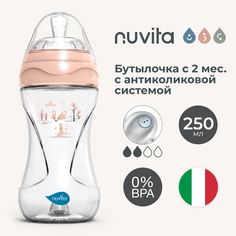 Бутылочка антиколиковая Nuvita Materno Feel для детей с 2 мес пластик розовая 250 мл