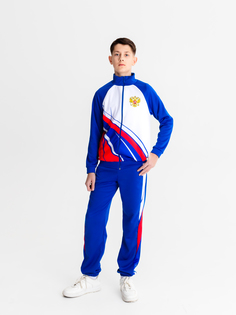 Костюм спортивный детский Sport&K свободная, синий/белый/красный, 164