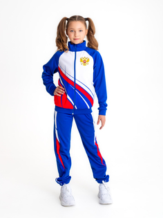 Костюм спортивный детский Sport&K свободная, синий/белый/красный, 140