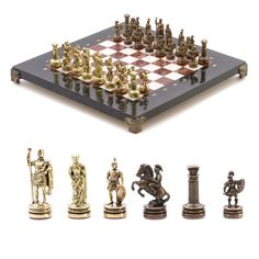 Шахматный набор Уральский сувенир Римляне доска 28х28 см мрамор бронза-золото