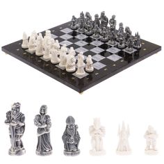 Шахматы Уральский сувенир Средневековье доска 40х40 см из серого мрамора и змеевика