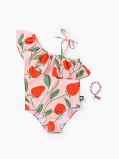 Купальник слитный детский Happy Baby 50665, розовый; красный, 116