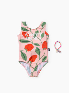 Купальник слитный детский Happy Baby 50658, розовый; красный, 80