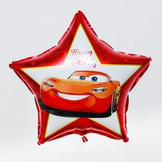 Фольгированный шар Happy birthday!, Тачки, на палочке 19" Disney
