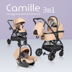 Коляска для новорожденных 3в1 Farfello Camille бежевый CML-2
