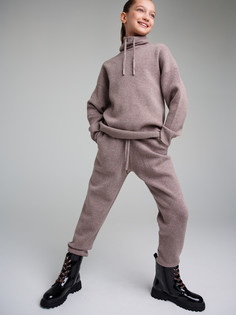 Комплект трикотажный для девочек PlayToday: джемпер, брюки, серый меланж, 170