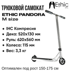 Трюковой самокат Ethic Pandora серый M (Ethic)