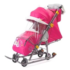 Санки-коляска Nika Детям 7-6 с механизмом качания, розовый Снеговик Ника Издательство