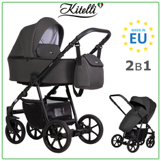Коляска 2 в 1 Kitelli Areo LUX 04 темно-серый рама черная