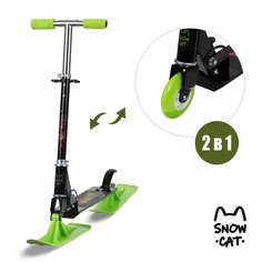 Самокат-снегокат 2 в 1 Snow Cat колёса зелёный 100 мм