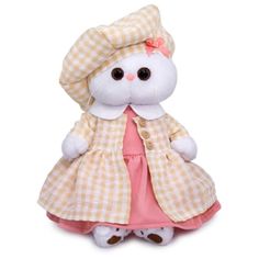 Мягкая игрушка BUDI BASA Basik & Co Кошечка Ли Ли в летнем пальто в клетку 27 см LK27-100