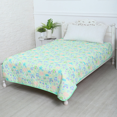 Покрывало Совушки 150х210 см фисташка бязь 120г No Brand