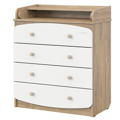 Пеленальный комод Indigo Classic 800/4, ЛДСП, МДФ, дуб канзас-белый