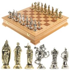 Шахматный ларец Уральский сувенир Рыцари крестоносцы доска бук 43,5х43,5 см