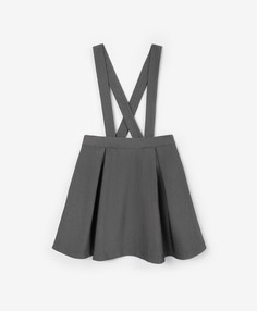 Юбка со съёмными лямками серая для девочки Gulliver (146)