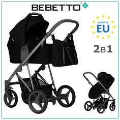 Коляска 2 в 1 Bebetto Flavio 10, черный, рама графит