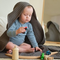 Полотенца для новорожденных Крошка Я вафельное Boho 120х120 см, светло-серый