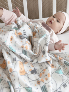 Плед флисовый Baby Nice Коты оранжевый 100х118