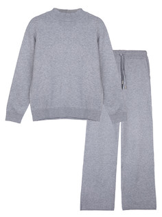 Комплект трикотажный для девочек PlayToday: джемпер, брюки, серый меланж, 164