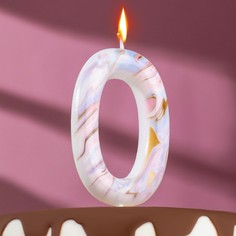 Свеча в торт "Белый мрамор", цифра "0", ГИГАНТ, 12,5 см Страна Карнавалия