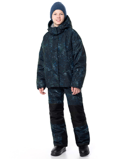 Комплект верхней одежды детский NIKASTYLE 7з6324, черный/бирюза, 164