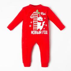 Комбинезон Крошка Я Первый НГ, рост 62-68 см, красный No Brand