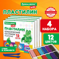 Пластилин Brauberg 881055 для лепки детский набор 4шт x 12 цветов