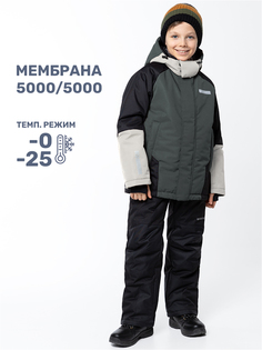 Комплект верхней одежды детский NIKASTYLE 7з7524, мох/черный, 164