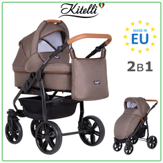 Коляска 2 в 1 Kitelli Vittoria LUX 5, темно-коричневый, рама черная