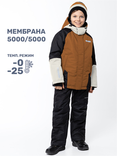 Комплект верхней одежды детский NIKASTYLE 7з7324, кэмел/черный, 134