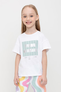 Футболка детская CROCKID М 3796-1 К 302350, белый,дымчатый нефрит, 128