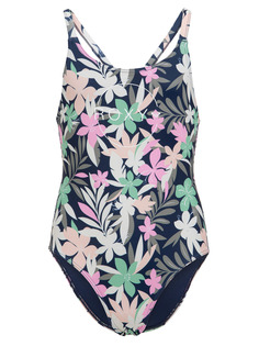 Купальник слитный детский Roxy Ilacabo Sporty, бежевый; розовый; черный, 128