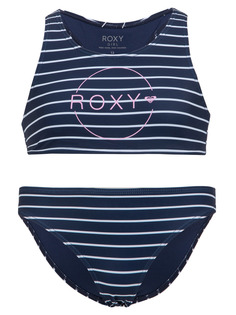 Купальник раздельный детский Roxy Bico Basic Stri, белый; синий, 140